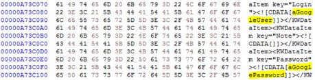 Figure 10. Excerpt of a fully decrypted Dashlane XML password database in an unlocked
										and locked state.