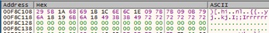 Figure 2. Encoded master password present in memory while 1Password4 is in a
										locked state.