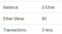 Figure 2. Etherscan.io lookup of
										A99FDD90FF61DD08CF049155D18E086F7806641B.